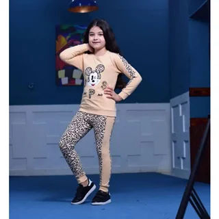 بلوز شلوار بچه گانه طرح پلنگی پولک دار سایز50-55(EA19-6)